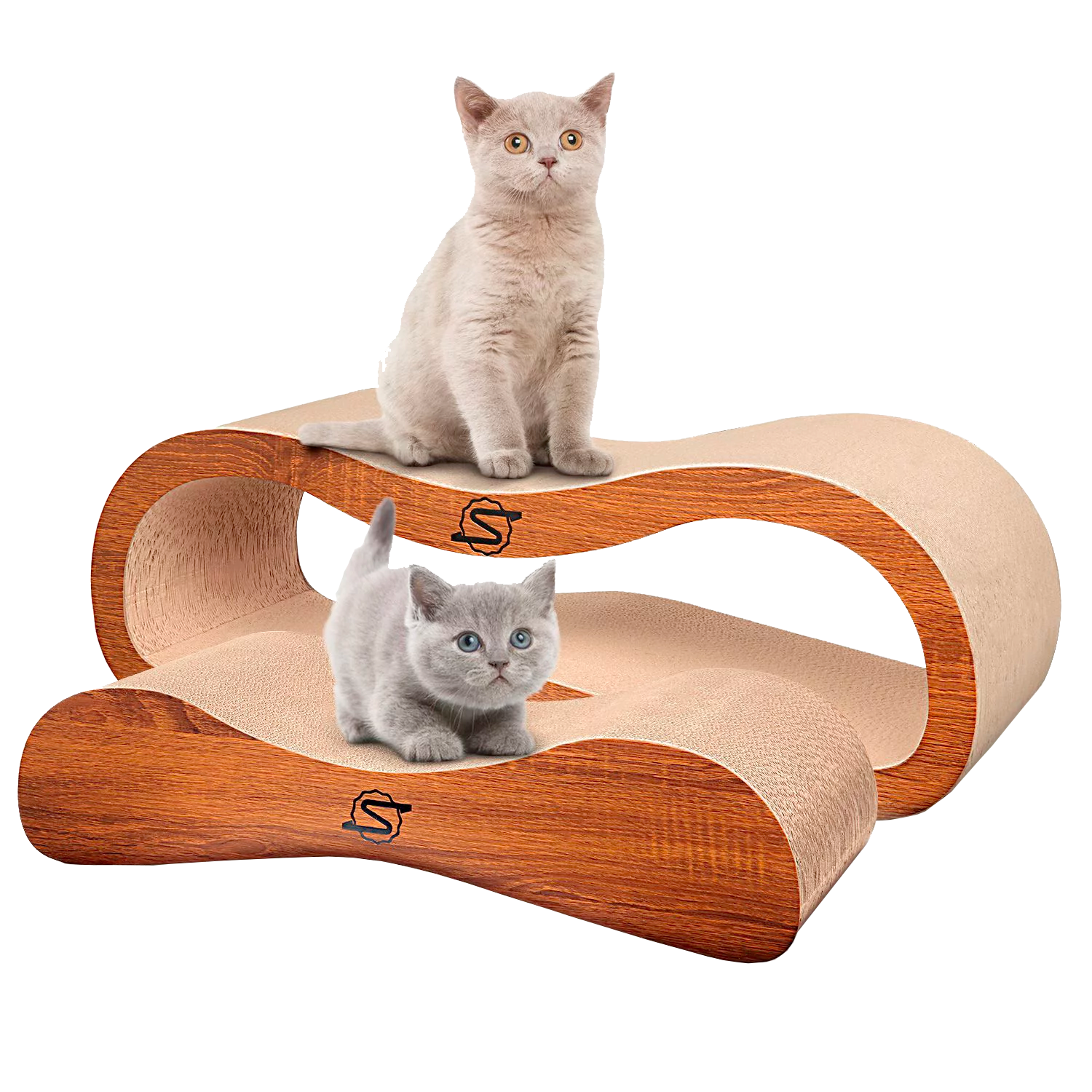 ScratchMe 2 in 1 Cat Scratcher Cardboard Lounge Bed Scratching Post with Catnip, 1-Pack